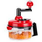 KEOUKE hand crank food chopper cutting potatoes and garlic quickly.