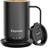 Kepwam self-heating mug on charging coaster for all-day warmth.