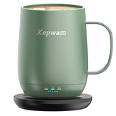Kepwam Self-Heating Mug T2 front view with ceramic surface keeps beverages warm