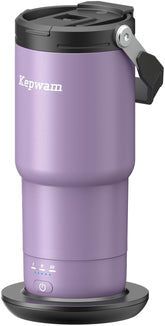 Kepwam 20oz self-heating travel mug front view showing portability and heat readiness.