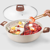 Kerykwan 7QT shabu shabu pot with divider, ideal for serving 6-8 guests.