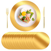 KesaPlan round gold placemats with a mirrored texture add luxury to table settings.