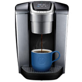 Keurig K-Elite brushed-silver front view adds modern flair to kitchens.