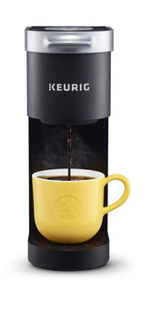 Keurig K-Mini renewed front view in black, compact for tight spaces.