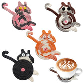 KHEXMNB cat coaster crochet design keeps surfaces clean with a playful knit look.