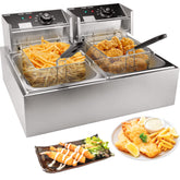 KHTD dual-basin commercial deep fryer ready for efficient batch frying