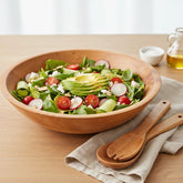 KIBAGA extra-large wooden salad bowl ready for generous servings and centerpiece presentation