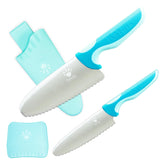 Kibbidea kids knife set with round-tip blades for safe cutting.