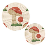 Kigai mushroom round cotton trivet 7in protects countertops when lifting hot pots.