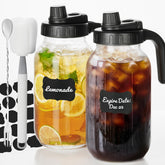 Kikcoin 2-quart mason pitcher with no-drip lid for mess-free pours.