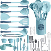 Kikcoin 43-piece utensils with countertop holder for organized cooking