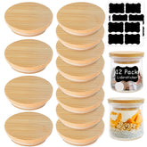 KIKINIKO Oui lid with natural bamboo cover for tight seal on 5 oz jars.