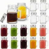 Kingrol 16-pack 2oz mini mason jar shot glasses with lids for party favors.