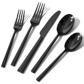 Kingstone black silverware dinner knife with mirror finish and balanced grip for everyday meals.