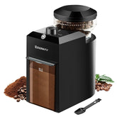 KIRAINAFLY electric burr grinder, front view, compact design saves counter space.