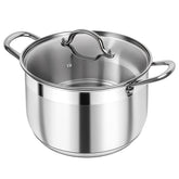 Kirecoo 12qt stockpot with visible lid for easy monitoring while simmering pasta.