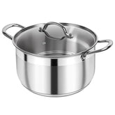 Kirecoo stainless steel stockpot with lid visible for easy monitoring during simmering.