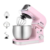 Kitchen in the Box pink stand mixer side view, compact for small kitchens.