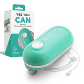 Kitchen Mama Mini Plus Teal cordless opener demonstrates compact storage in small kitchens.