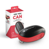 Kitchen Mama One-To-Go can opener demonstrates one-touch activation for effortless opening