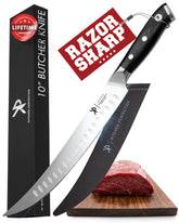 Kitchen Perfection 10-Inch Butcher Knife blade close-up for precise slicing.