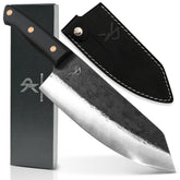 Kitchen perfection handmade knife closeup highlights a razor edge for precise slicing.