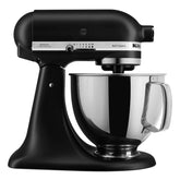 KitchenAid Artisan stand mixer matte black side view showing sturdy metal construction for daily baking