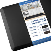 KitchenClouds Kitchen Mat anti-fatigue foam supports legs during cooking tasks.