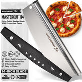 KitchenStar 14-Inch Pizza Cutter Rocker Blade slices evenly, preserving toppings.