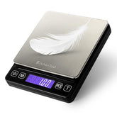 KitchenTour scale with back-lit display reading measurements clearly.
