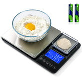 K KitchenTour dual-scale with a large 15kg platform for bulk ingredient weighing.