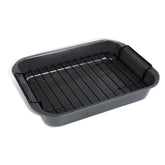 kitCom Bakeware Roaster with Rack top view, gray, for even roasting.