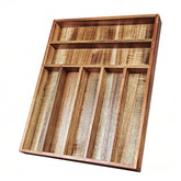 KITEISCAT acacia wood silverware organizer keeps forks and spoons neatly separated in the drawer