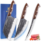 KITNATS 3pc butcher knife set with ergonomic handles for home cooking
