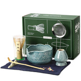 Klyoca ceramic blue matcha bowl for smooth pouring and tasting ritual.