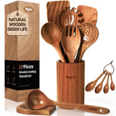 KLYRO wooden spoons cooking set with premium wood for durable stirring and even heat distribution