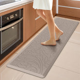 KMAT kitchen mat top view shows cushioned anti-fatigue surface for long cooking sessions.