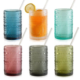 KMIGRUAN blue hobnail glass for cocktails and cold drinks