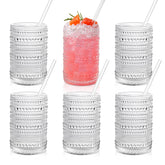 KMIGRUAN hobnail glasses set of 6 for cocktails and water with vintage charm