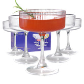 KMIGRUAN vintage ribbed coupe glasses for elegant entertaining and cocktails