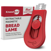 KNEADACE extractable magnetic bread lame shows secure blade alignment for precise scoring.