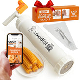 KneadEat booster handle churro maker in action, smooth dough extrusion for golden churros.