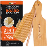 KneadEat gnocchi board with smooth surface for uniform dough shaping.