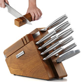 KnifeSaga 12-piece knife block set on counter for precise home prep