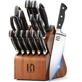 KnifeSaga 15-piece block set shown for organized kitchen preparation and easy access.