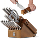 KnifeSaga knife block set full view showing organized storage and ready-to-use blades.