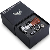 KNODOS rosewood espresso tamper with auto leveling for consistent tamping.