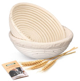 Koackl banneton round proofing basket with linen cover ready for dough rise.