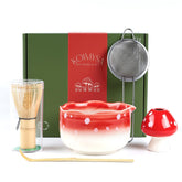 KOIMYSA matcha set mushroom bowl gradient red for authentic tea rituals.