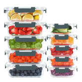 KOMUEE glass containers with airtight lids on a shelf keep meals fresh